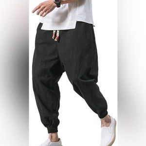 PRIJOUHE Men’s Black Jogger Low Crotch Harem Hip Hop Pants Size Small
